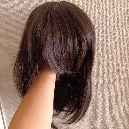 Dark brown semi long wig - brown,